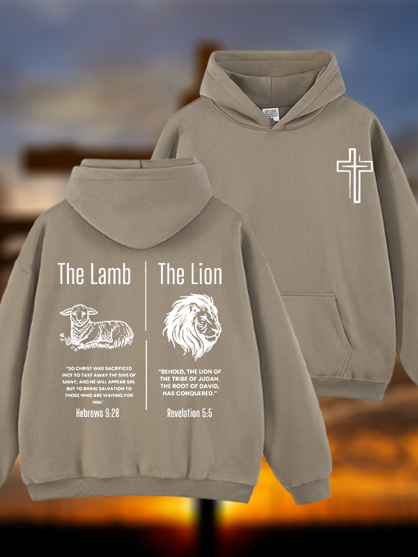 The Lamb & The Lion Jesus God Christian Plush Fleece-Lined Hoodie