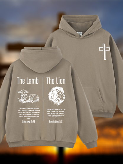 The Lamb & The Lion Jesus God Christian Plush Fleece-Lined Hoodie