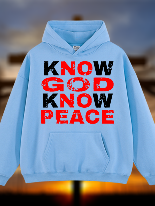 Know God Know Peace Jesus God Christian Plush Fleece-Lined Hoodie