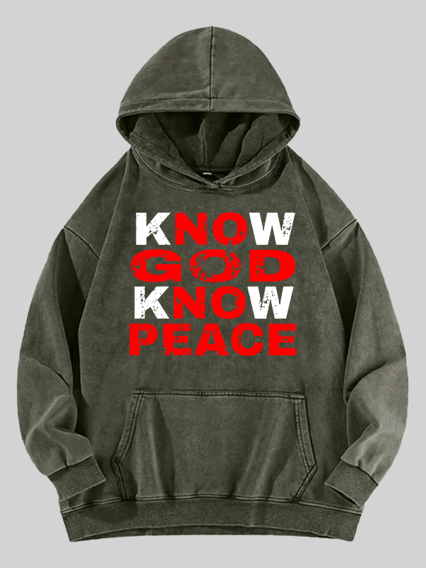 Know God Know Peace Jesus God Christian Washed Hoodie