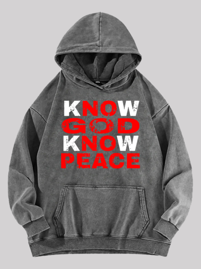 Know God Know Peace Jesus God Christian Washed Hoodie