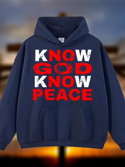 Know God Know Peace Jesus God Christian Plush Fleece-Lined Hoodie