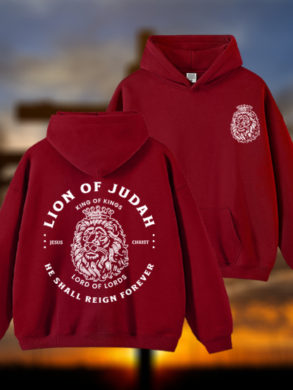Lion Of Judah Jesus God Christian Plush Fleece-Lined Hoodie
