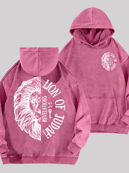 Lion Of Judah Jesus God Christian Washed Hoodie