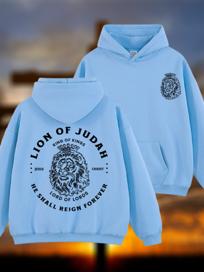 Lion Of Judah Jesus God Christian Plush Fleece-Lined Hoodie
