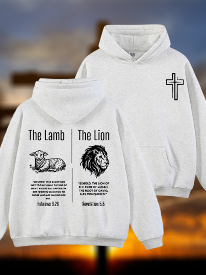 The Lamb & The Lion Jesus God Christian Plush Fleece-Lined Hoodie