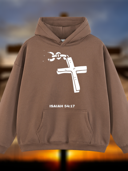 Isaiah 54:17 Jesus God Christian Plush Fleece-Lined Hoodie
