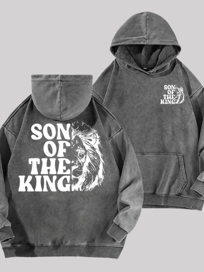 Son Of The King Jesus God Christian Washed Hoodie