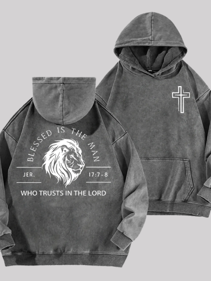 Who Trusts In The Lord Jesus God Christian Washed Hoodie