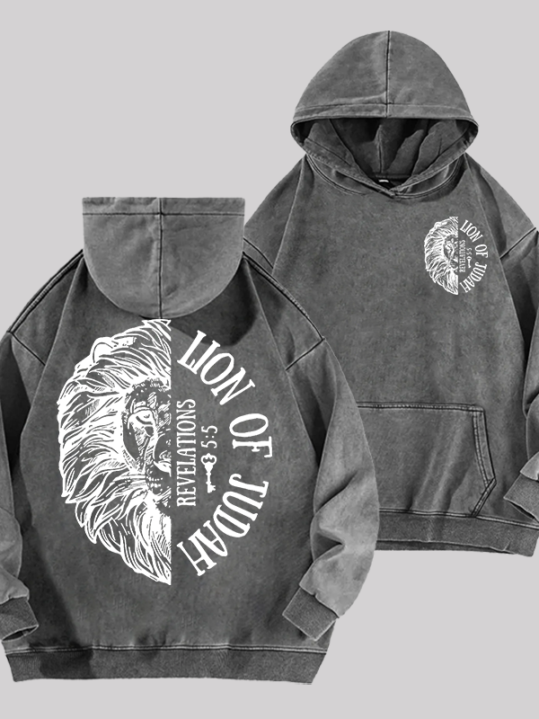 Lion Of Judah Jesus God Christian Washed Hoodie