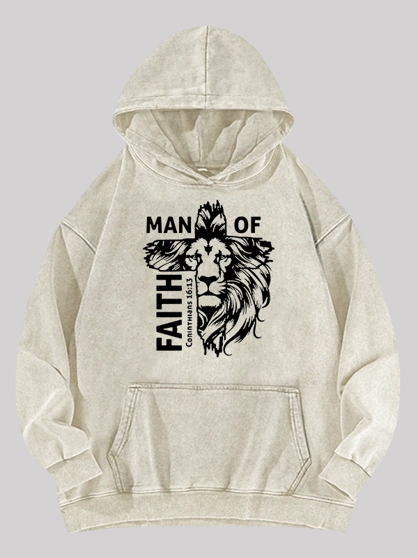 Man Of Faith Jesus God Christian Washed Hoodie
