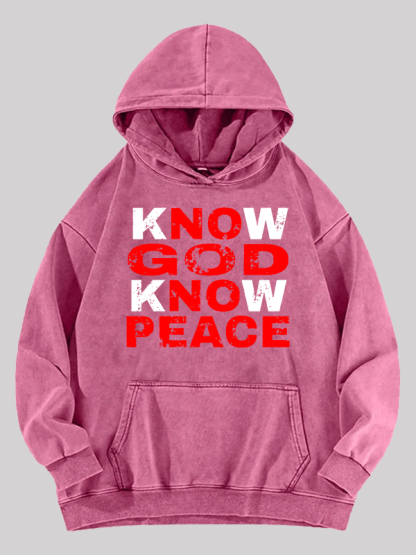 Know God Know Peace Jesus God Christian Washed Hoodie