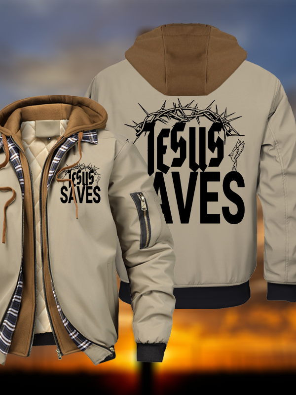 Jesus Saves Warm Hooded Bomber Jacket
