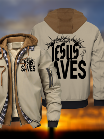 Jesus Saves Warm Hooded Bomber Jacket