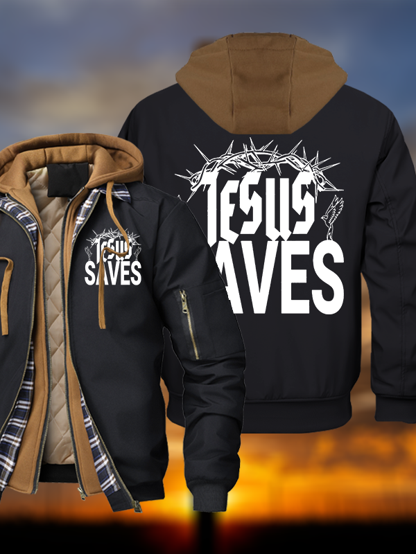 Jesus Saves Warm Hooded Bomber Jacket