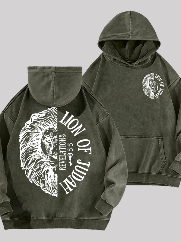 Lion Of Judah Jesus God Christian Washed Hoodie