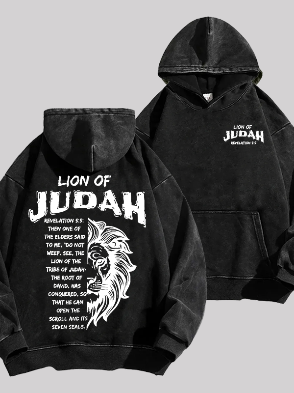 Lion Of Judan Jesus God Christian Washed Hoodie