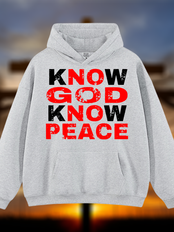 Know God Know Peace Jesus God Christian Plush Fleece-Lined Hoodie
