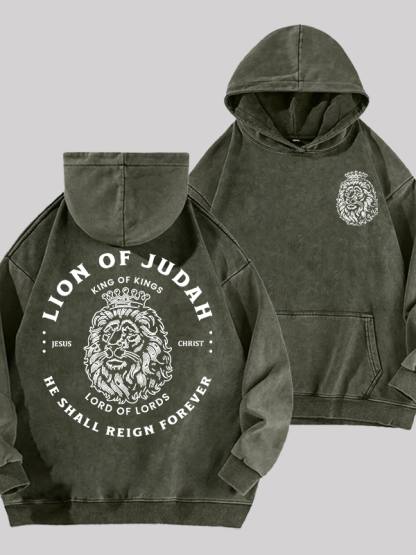 Lion Of Judah Jesus God Christian Washed Hoodie