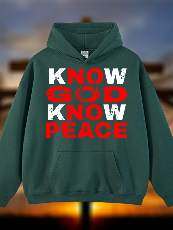 Know God Know Peace Jesus God Christian Plush Fleece-Lined Hoodie