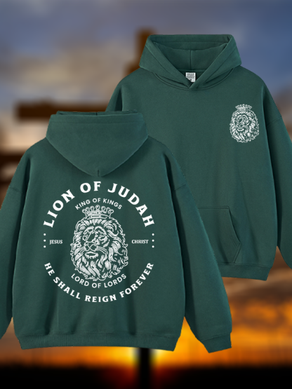 Lion Of Judah Jesus God Christian Plush Fleece-Lined Hoodie