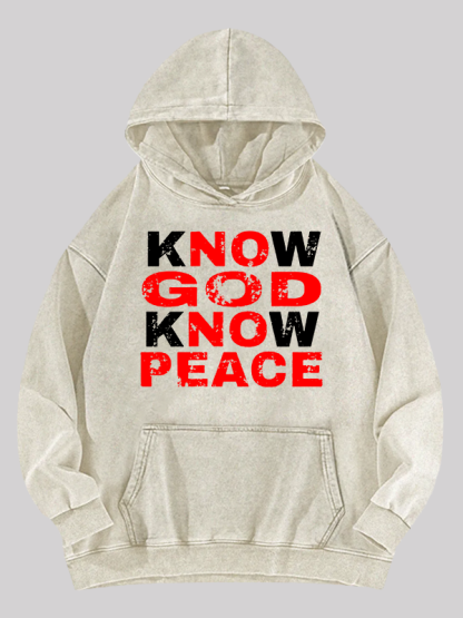 Know God Know Peace Jesus God Christian Washed Hoodie
