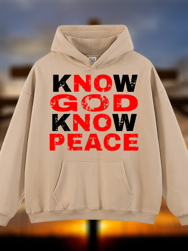 Know God Know Peace Jesus God Christian Plush Fleece-Lined Hoodie