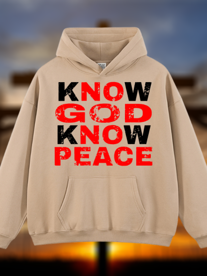 Know God Know Peace Jesus God Christian Plush Fleece-Lined Hoodie