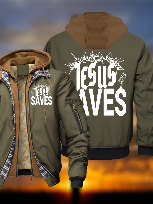 Jesus Saves Warm Hooded Bomber Jacket