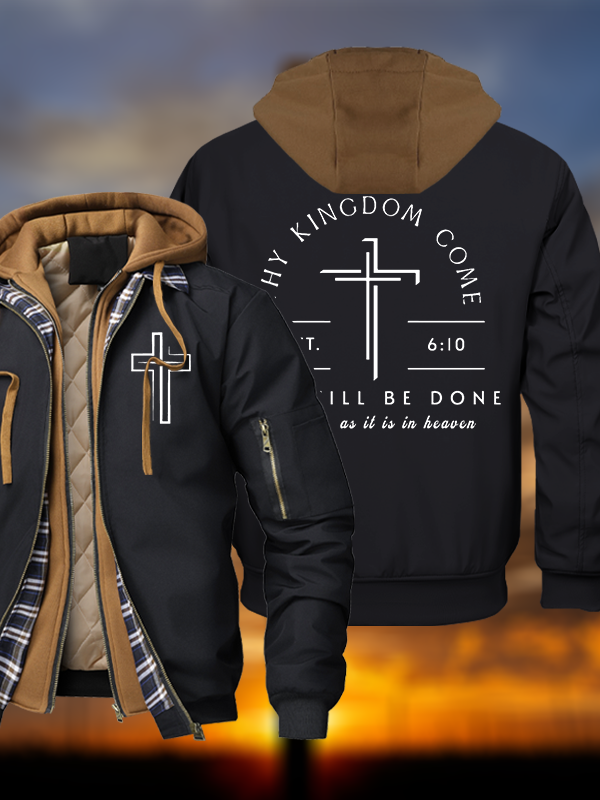 Thy Will Be Done Warm Hooded Bomber Jacket