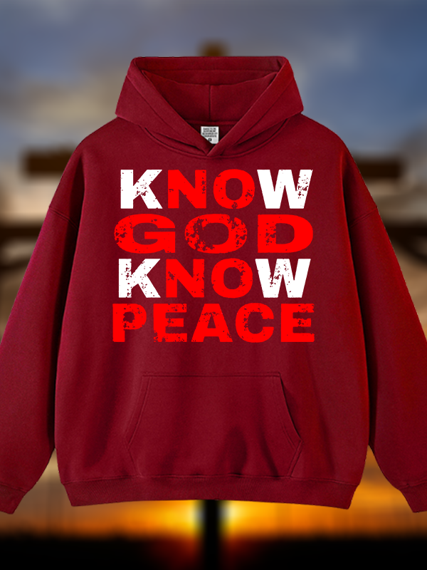 Know God Know Peace Jesus God Christian Plush Fleece-Lined Hoodie