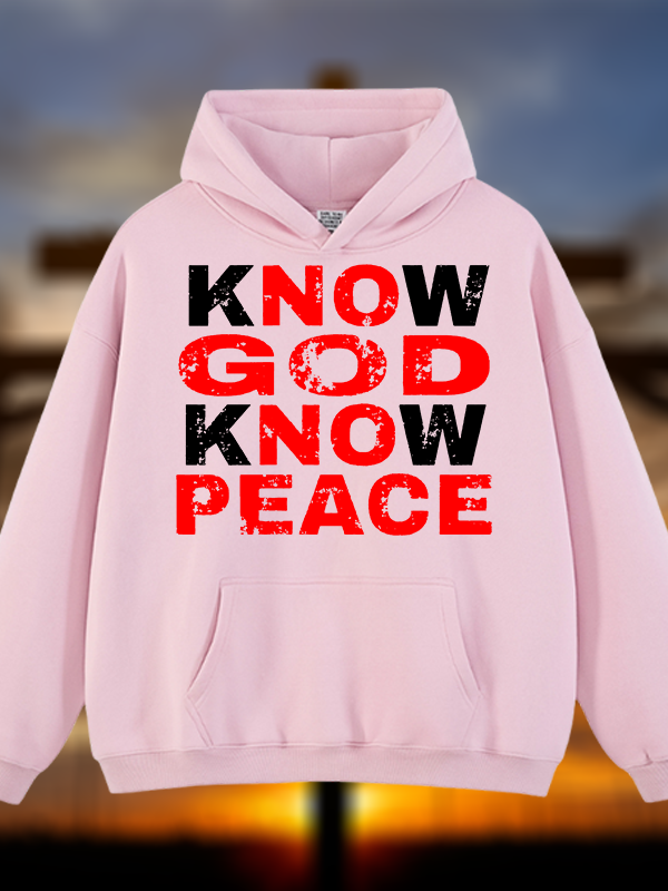 Know God Know Peace Jesus God Christian Plush Fleece-Lined Hoodie