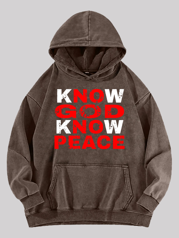 Know God Know Peace Jesus God Christian Washed Hoodie