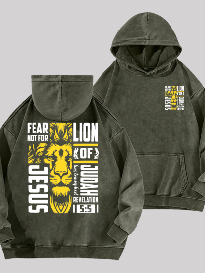 Lion Of Judah Jesus God Christian Washed Hoodie