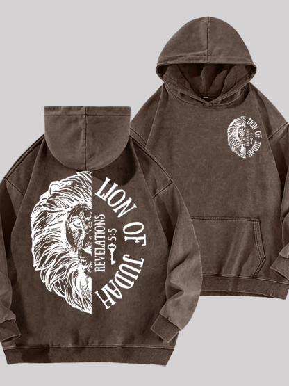 Lion Of Judah Jesus God Christian Washed Hoodie