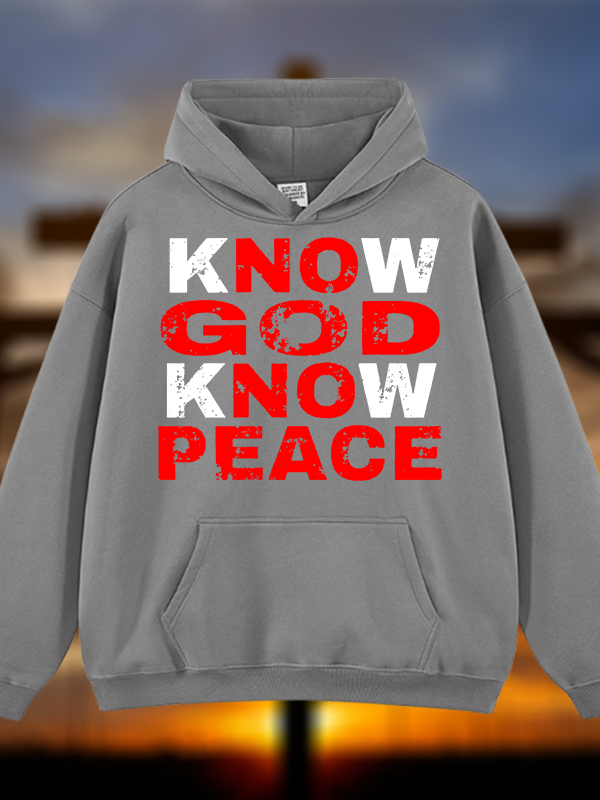 Know God Know Peace Jesus God Christian Plush Fleece-Lined Hoodie