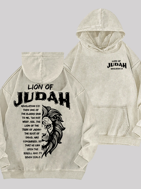 Lion Of Judan Jesus God Christian Washed Hoodie