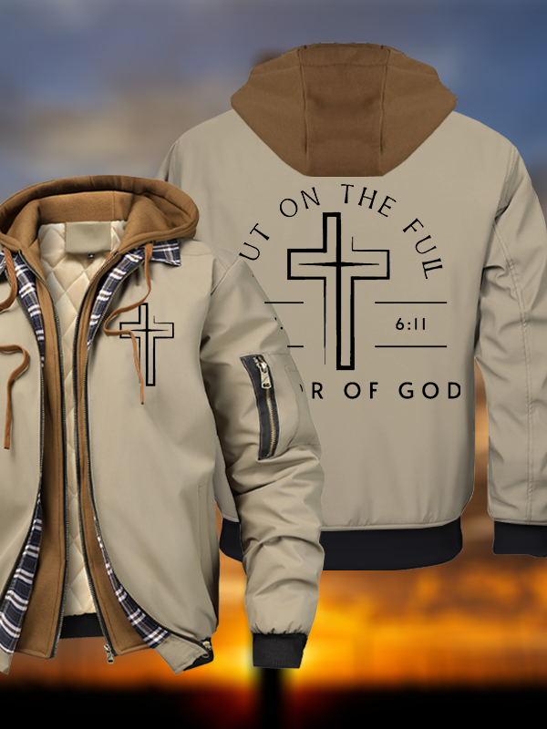 Armor Of God Warm Hooded Bomber Jacket