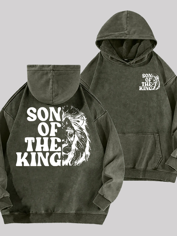 Son Of The King Jesus God Christian Washed Hoodie