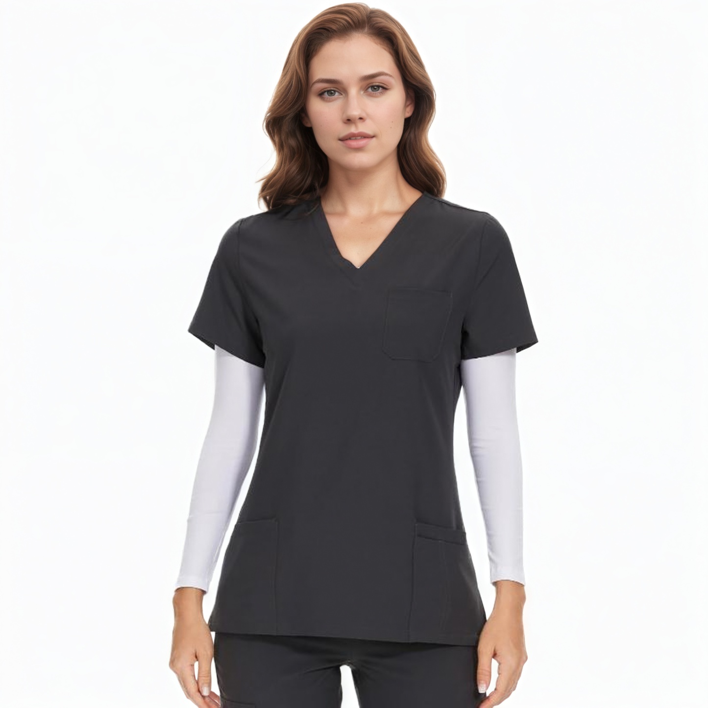  Soft Stretch Scrubs Tops With 3 Pockets