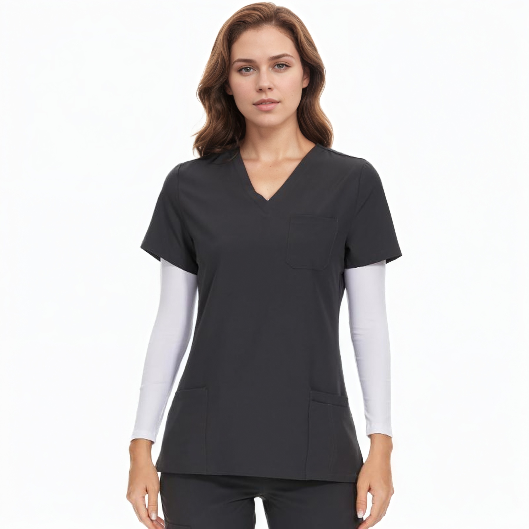  Soft Stretch Scrubs Tops With 3 Pockets