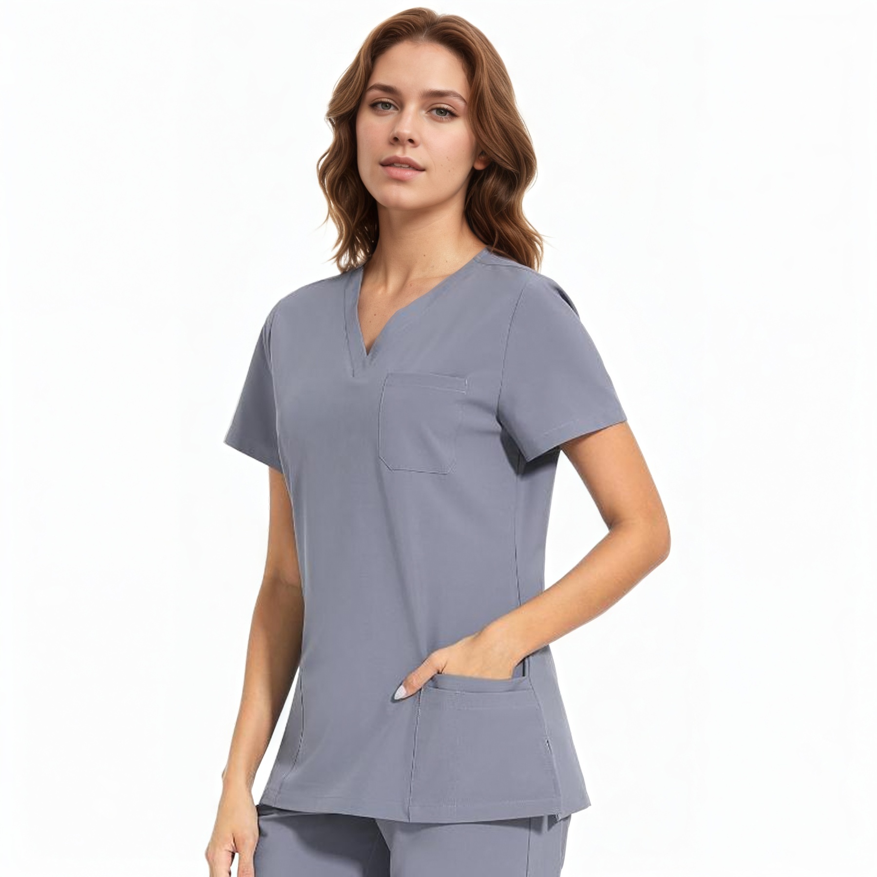  Soft Stretch Scrubs Tops With 3 Pockets