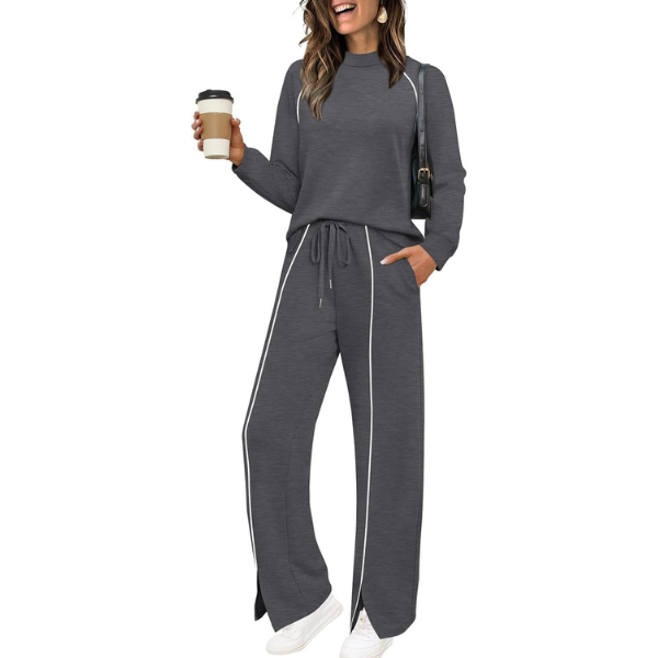 Lounge Sets for Women 2 Piece Fall Outfits 2025 Wide Leg Pant Matching Sets Womens Clothing