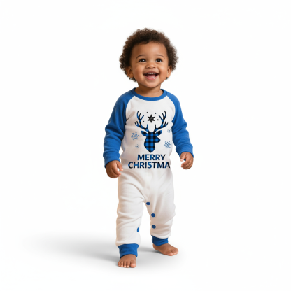 Plaid Reindeer Merry Christmas Printed Family Matching Pajama Set