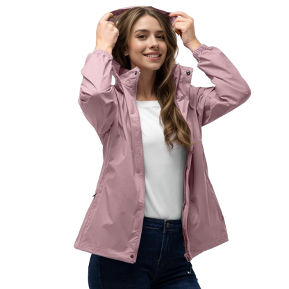 Women Waterproof Packable Rain Jacket with Hood for Travel