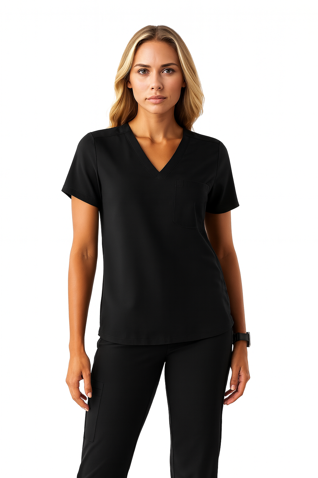 Women Professional Scrub Set with Cargo Pants and One Pocket Top