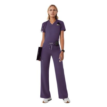 Women Professional Scrub Set with Cargo Pants and One Pocket Top