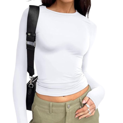 Womens Long Sleeve T Shirts Fall Fashion Basic Crop Tops