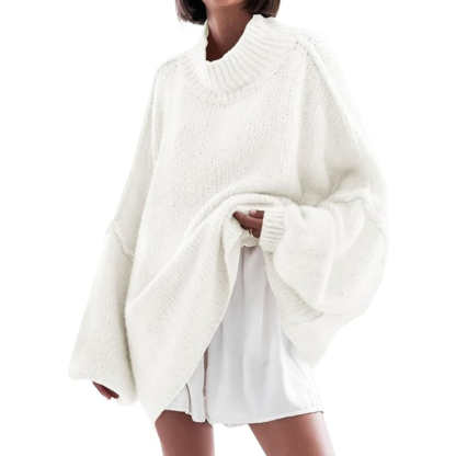 Womens Oversized Sweaters Mock Neck Batwing Long Sleeve