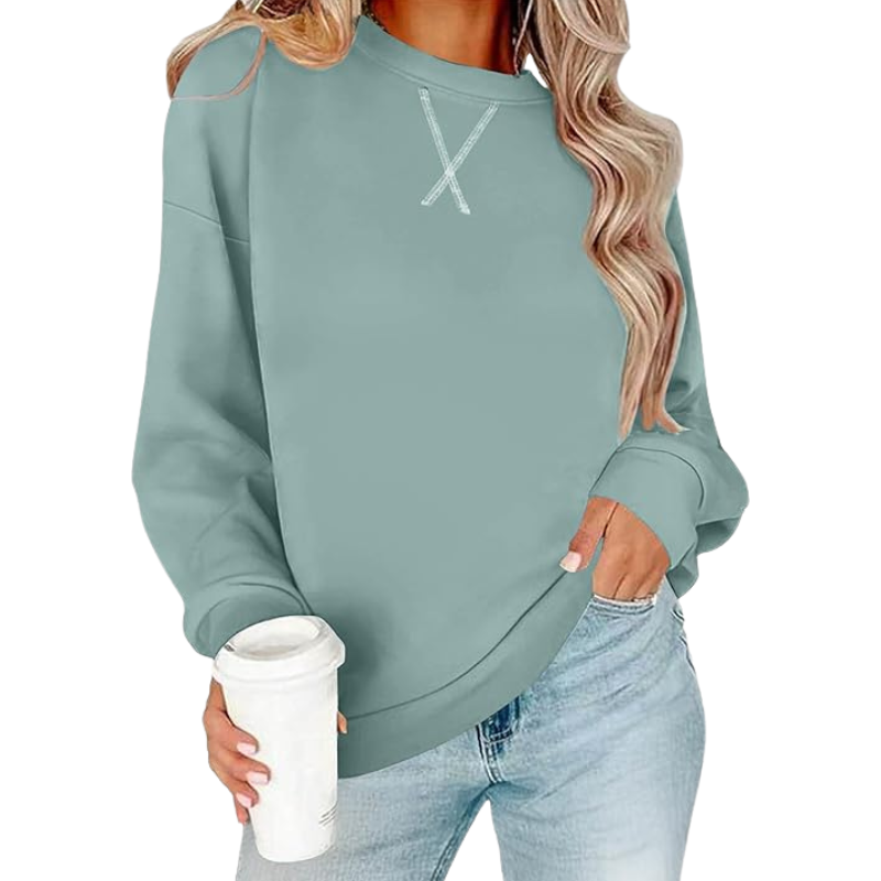 Womens Crew Neck Sweatshirt Loose Pullover Long Sleeve Shirts